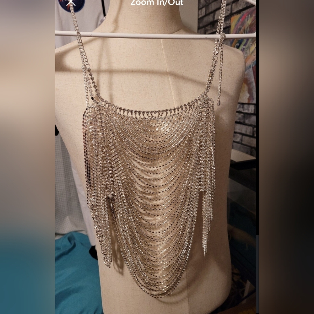 REVOLVE Silver Chain Fringe Skirt Overlay